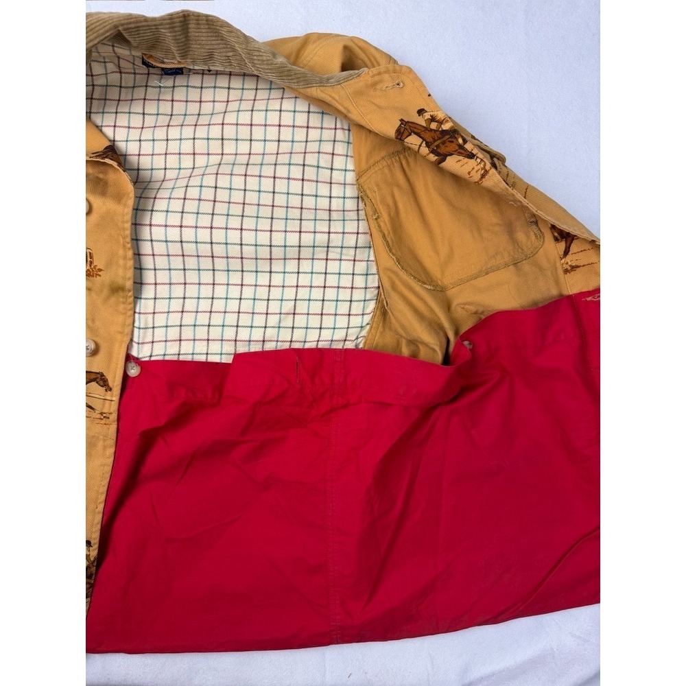 Vintage Ralph Lauren Polo Equestrian Print Chore Jacket Tan M - READ - Picture 16 of 16